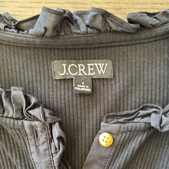 J.Crew Black Ruffled Ribbed Top - Picture 2 of 3
